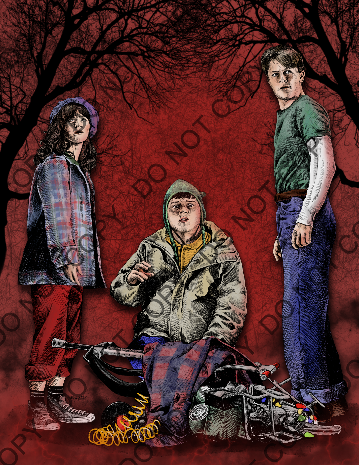 Stranger Things The First Shadow Joyce, Bob, and Hopper Art Print