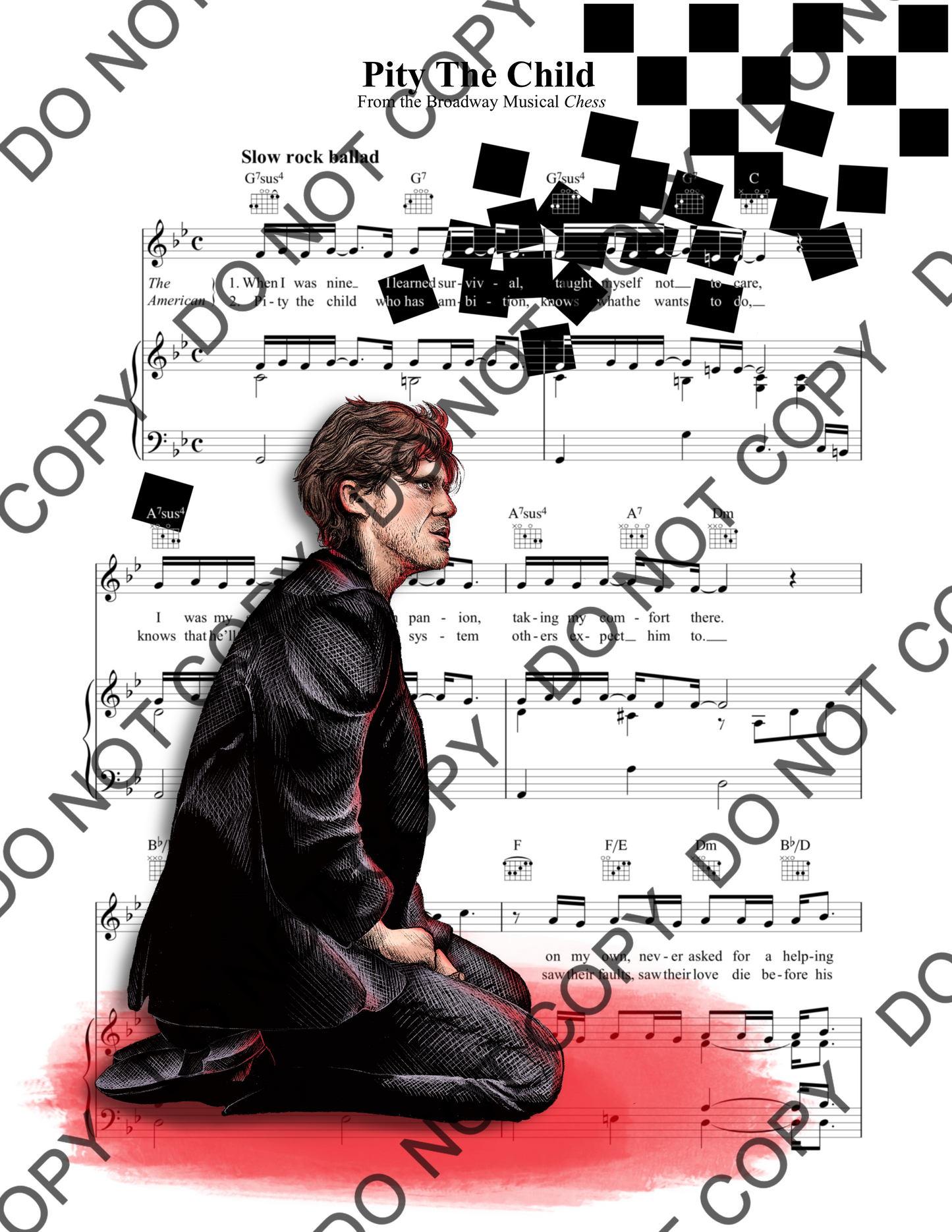 Aaron Tveit Chess Sheet Music Art Print