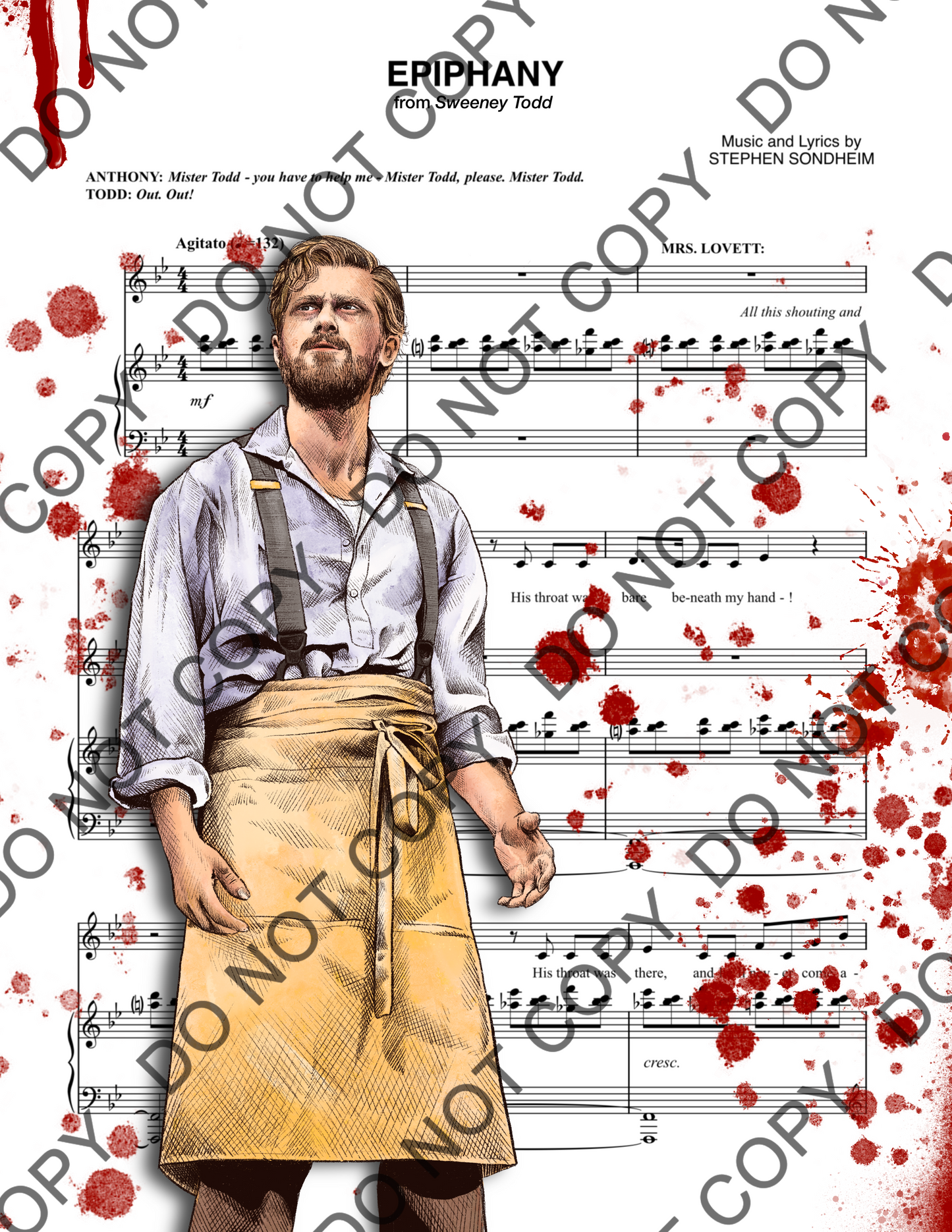 Aaron Tveit Sweeney Todd Sheet Music Art Print