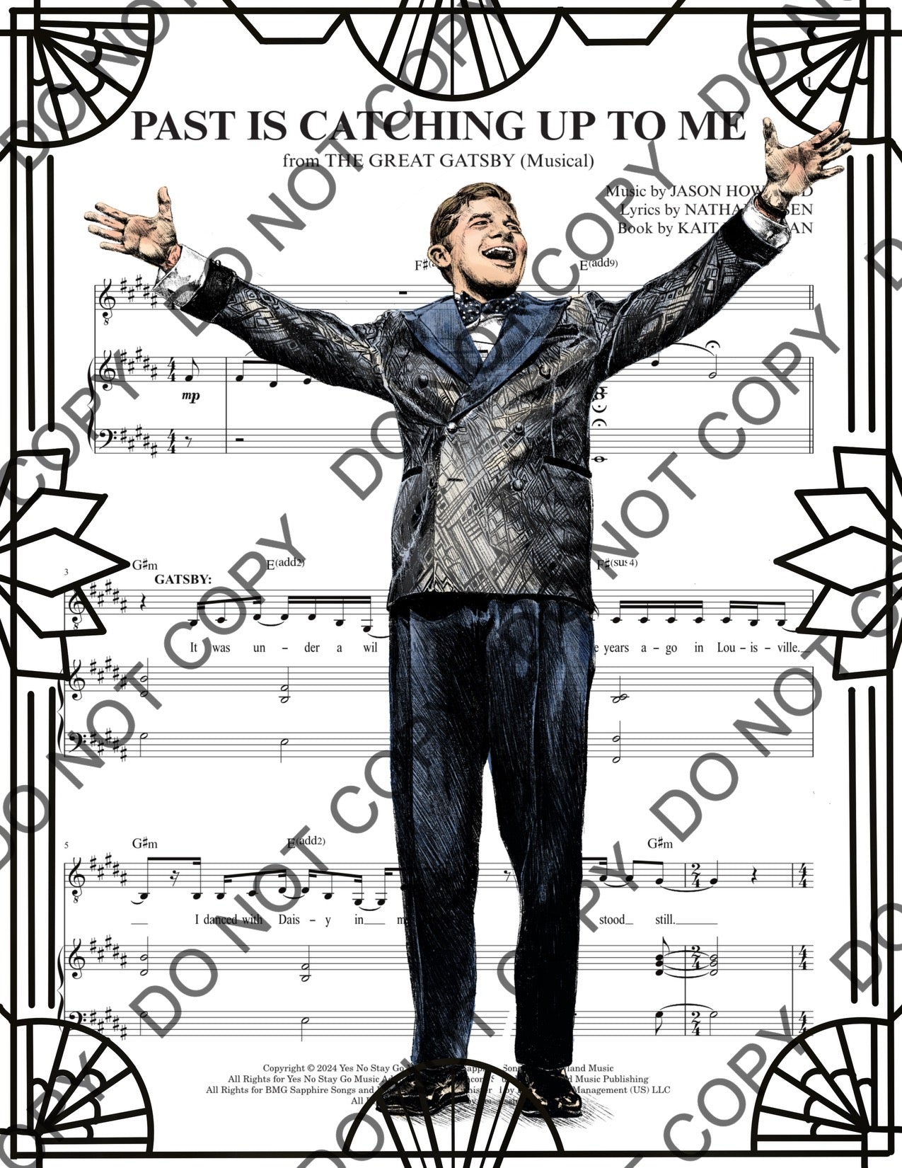 Jeremy Jordan The Great Gatsby Sheet Music Art Print (Color)