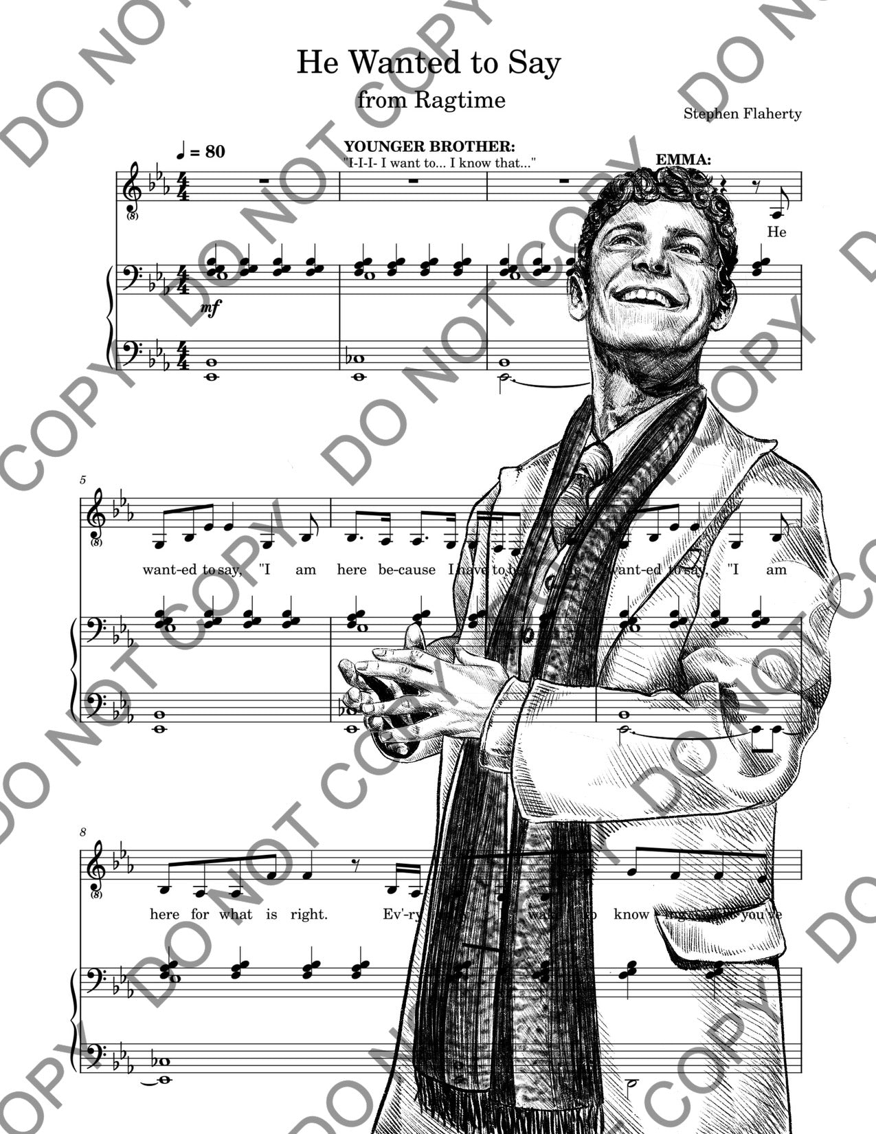Ben Levi Ross Ragtime Sheet Music Art Print (Black & White)