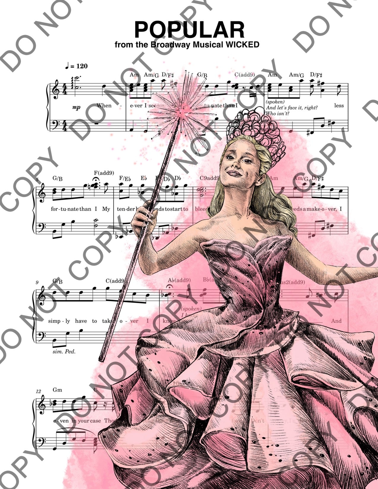 Glinda Wicked Movie Art Sheet Music (Color)