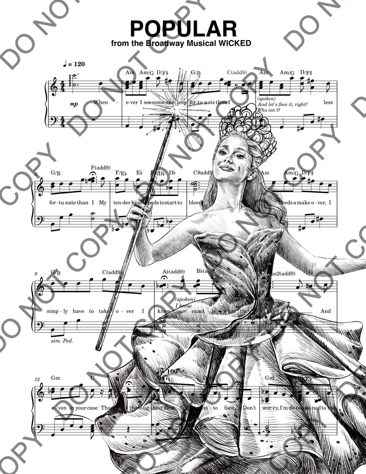 Glinda Wicked Movie Art Sheet Music (Black & White)