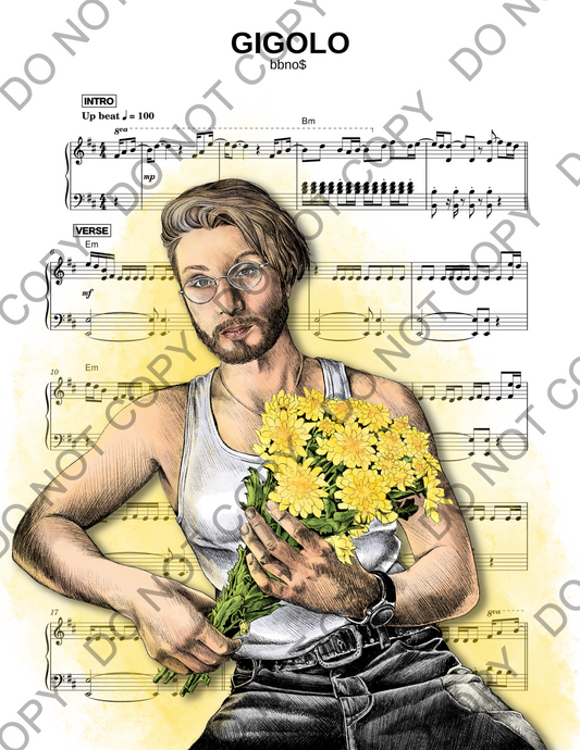 BBNO$ Gigolo Sheet Music Art Print