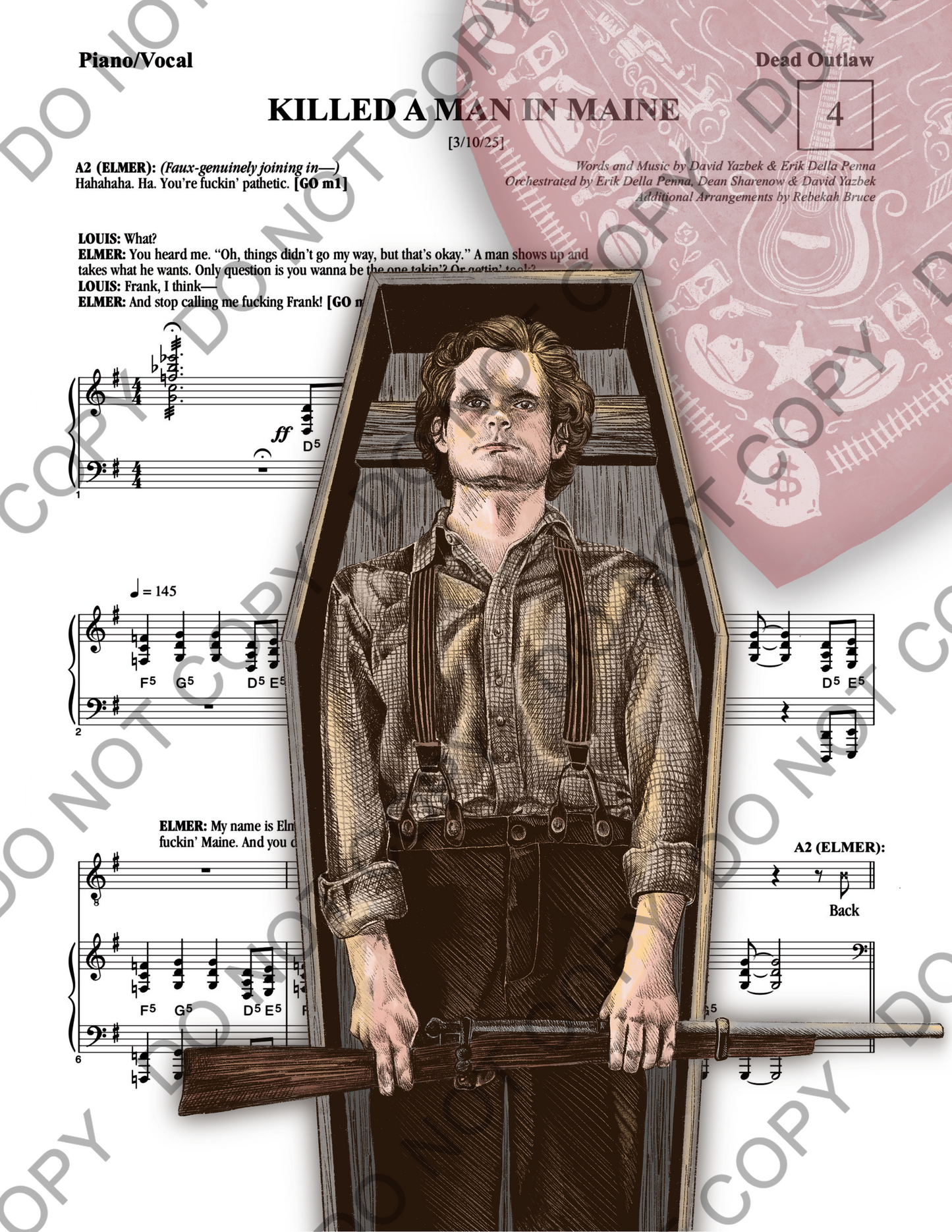 Dead Outlaw Sheet Music Art Print