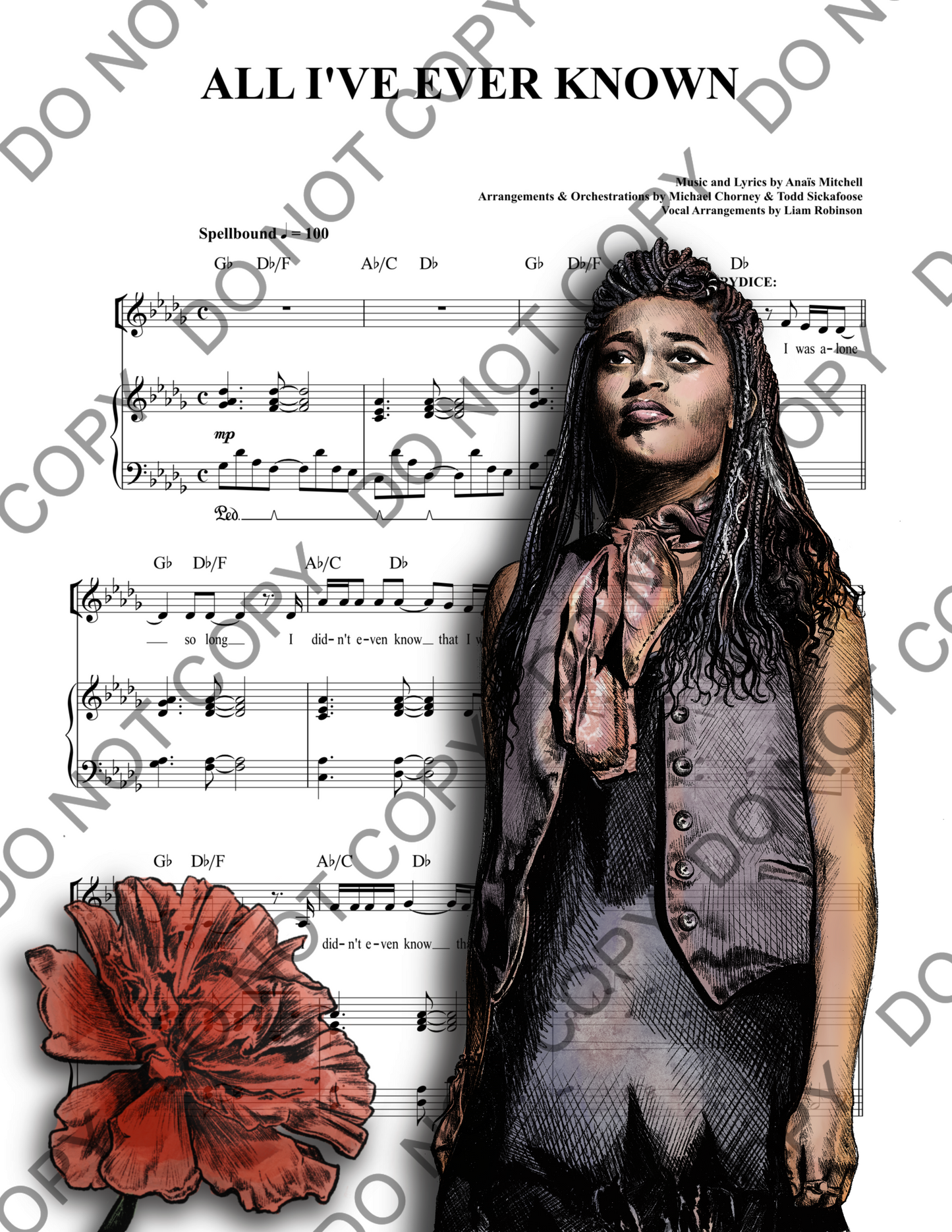 Morgan Dudley Eurydice Hadestown Sheet Music Art Print
