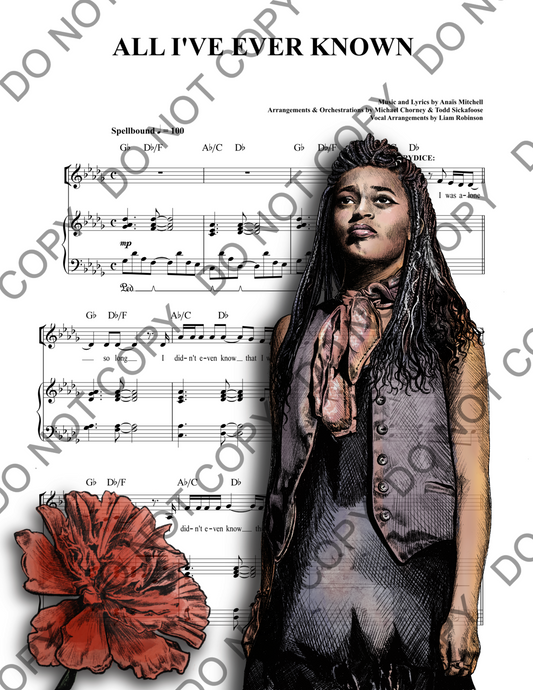 Morgan Dudley Eurydice Hadestown Sheet Music Art Print