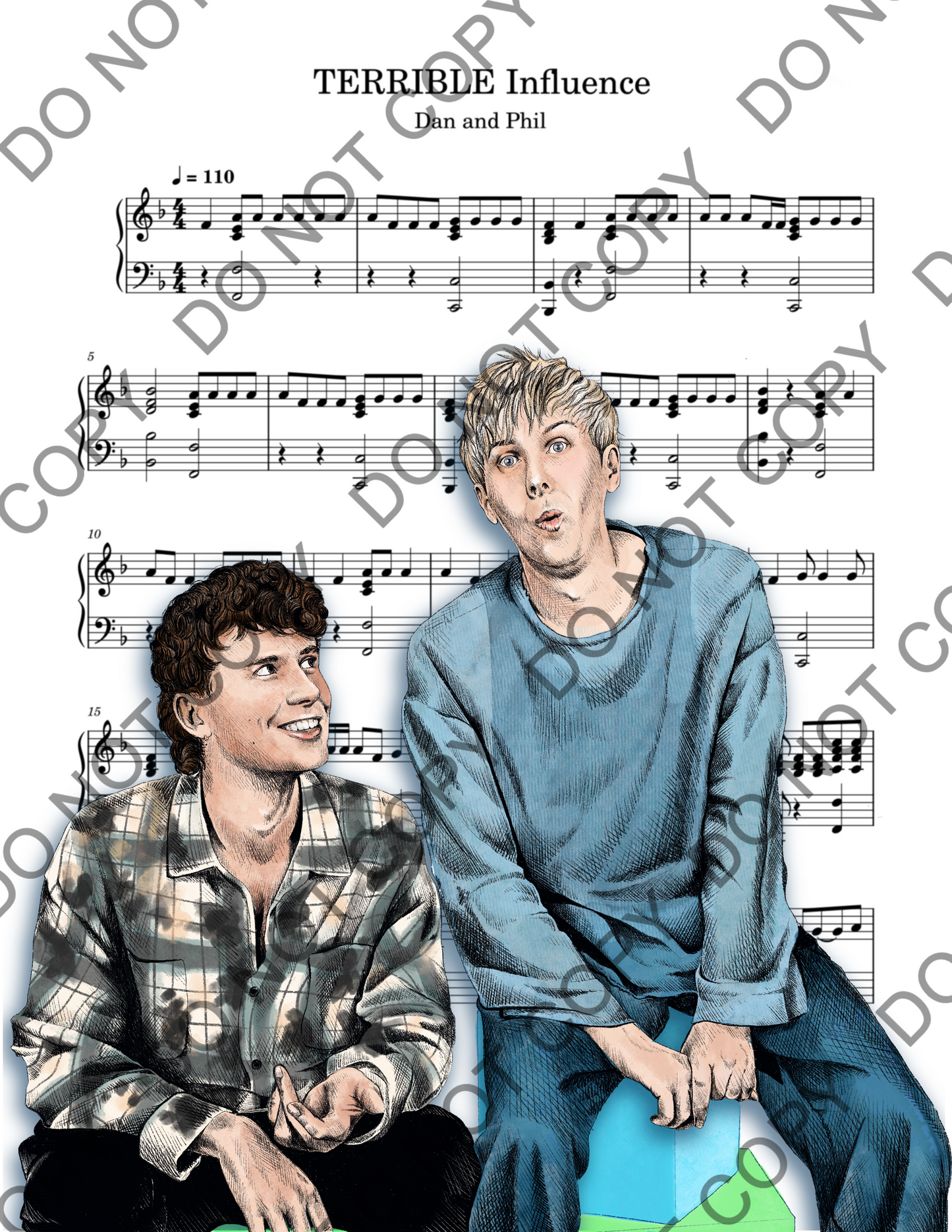 Dan and Phil Phan Sheet Music Art Print