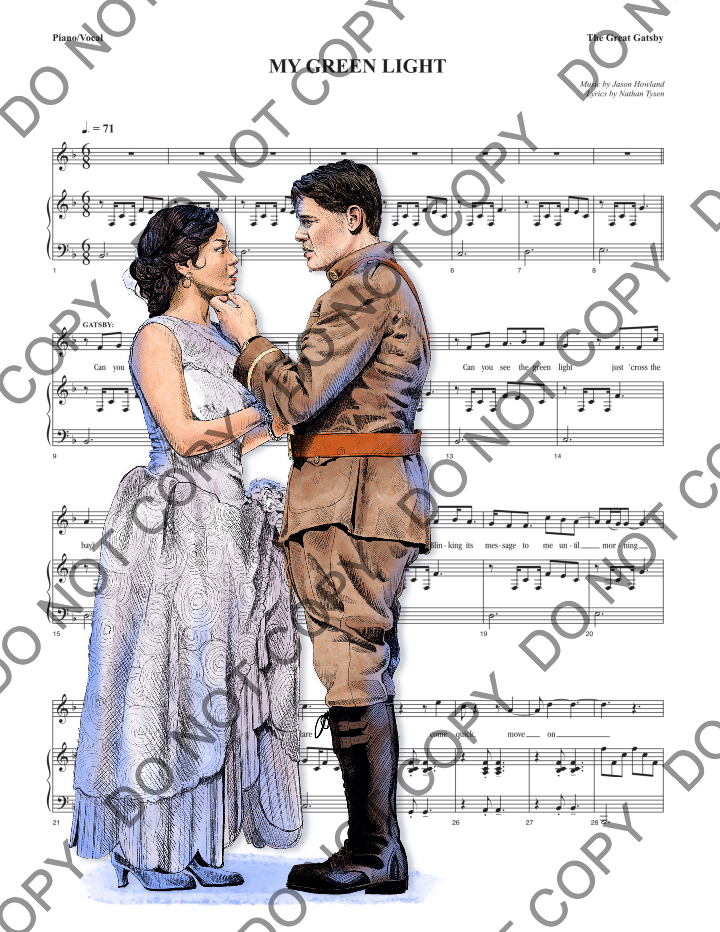 Jeremy Jordan Eva Noblezada Gatsby and Daisy Sheet Music Art Print
