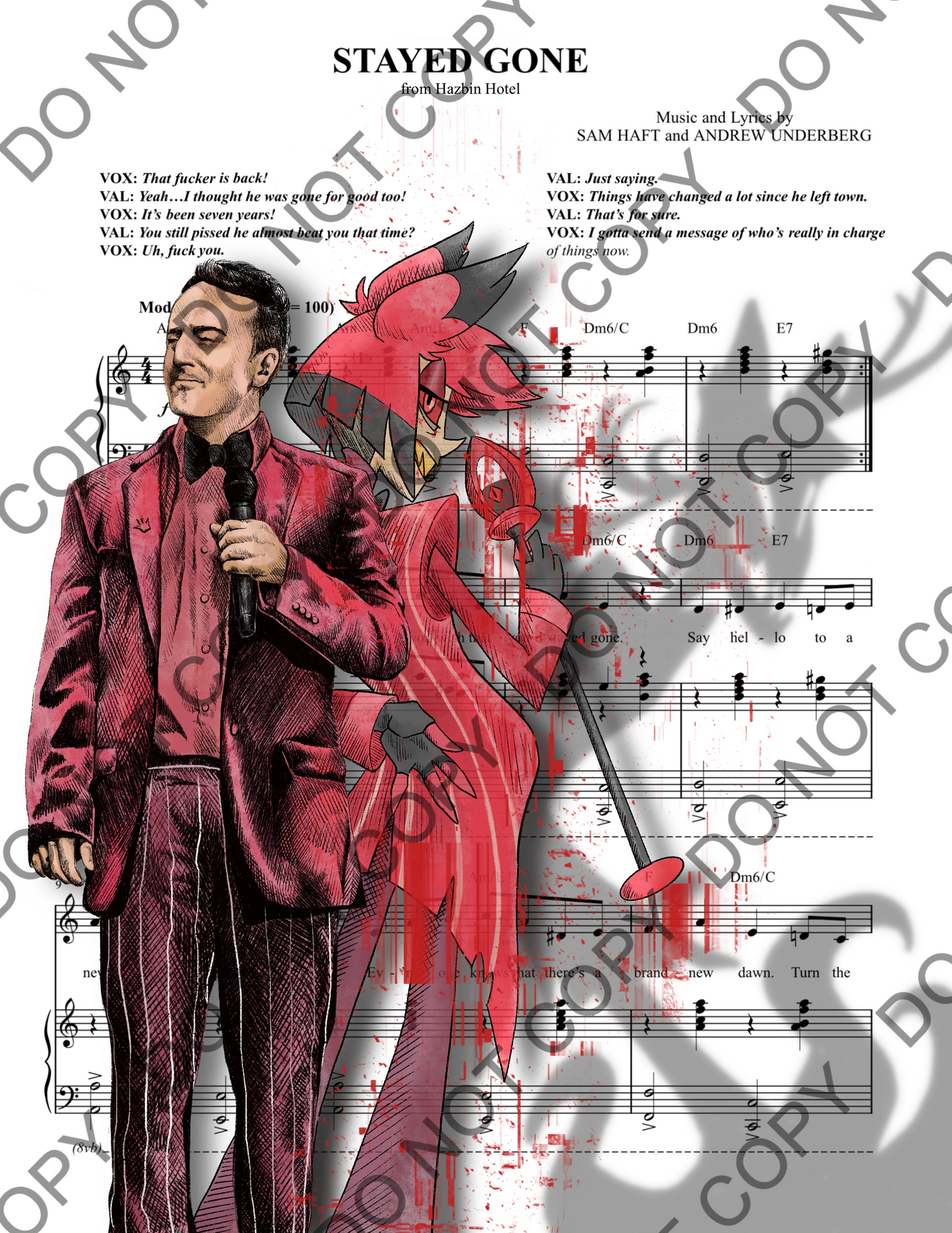 Amir Talai as Alastor Hazbin Hotel Sheet Music Art Print