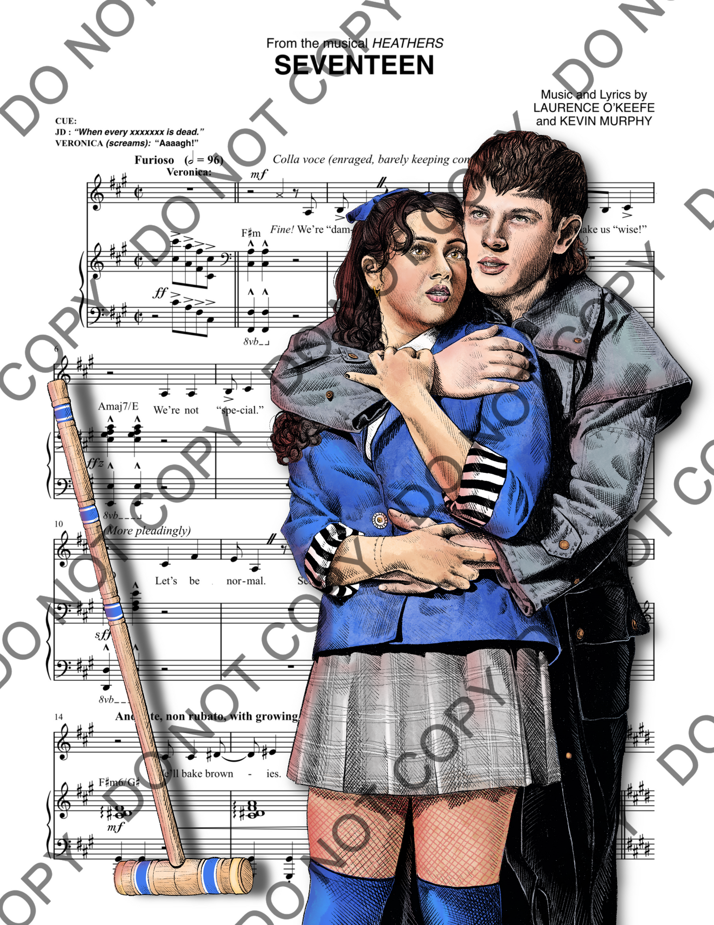 Veronica and JD Heathers Sheet Music Art Print (Kuhoo Verma and Casey Likes)