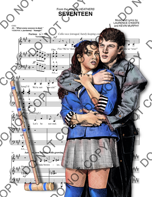 Veronica and JD Heathers Sheet Music Art Print (Kuhoo Verma and Casey Likes)