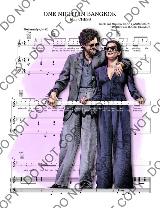 Aaron Tveit and Lea Michele Chess Sheet Music Art Print