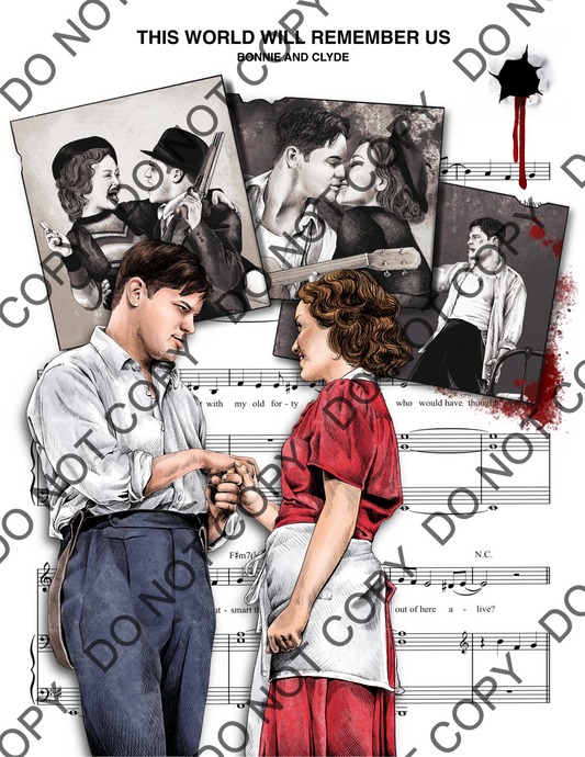 Bonnie and Clyde Sheet Music Art Print