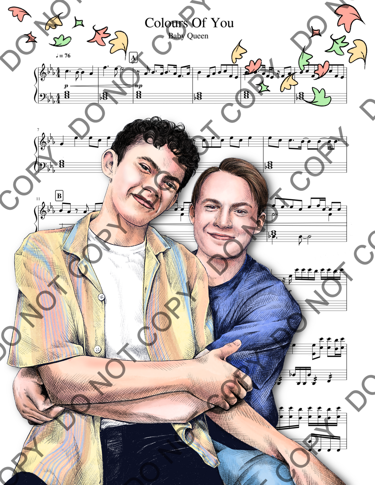 Heartstopper Joe Locke Kit Connor Sheet Music Art Print