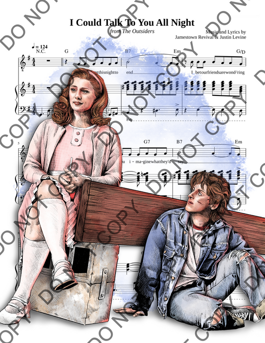 The Outsiders Cherry and Ponyboy Sheet Music Art Print