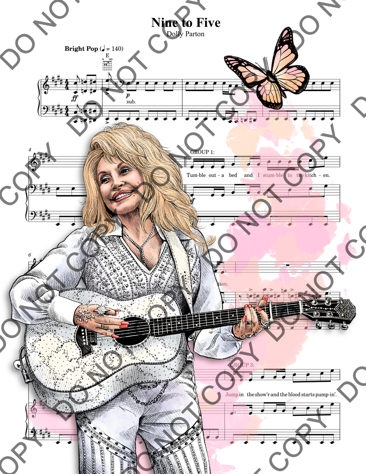 Dolly Parton Sheet Music Art Print
