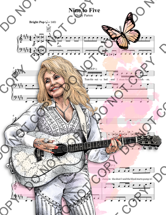 Dolly Parton Sheet Music Art Print