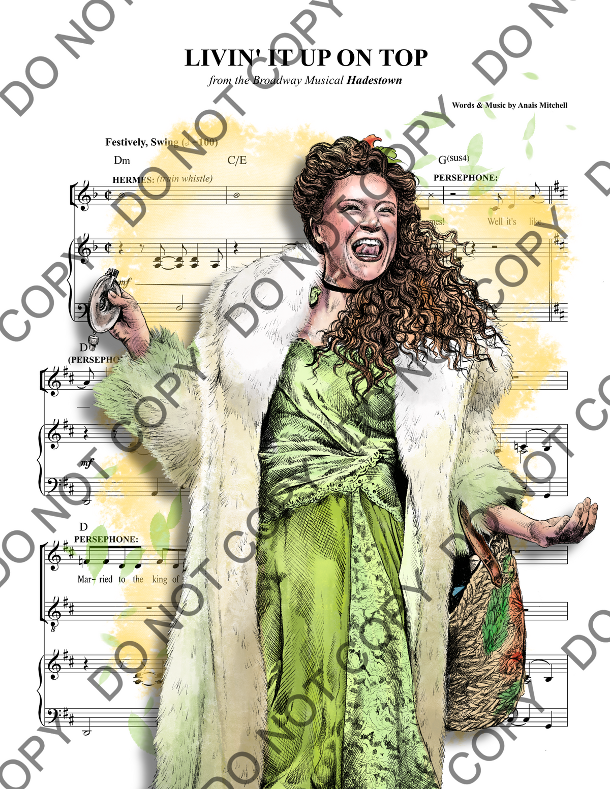 Amber Gray as Persephone in Hadestown Sheet Music Print