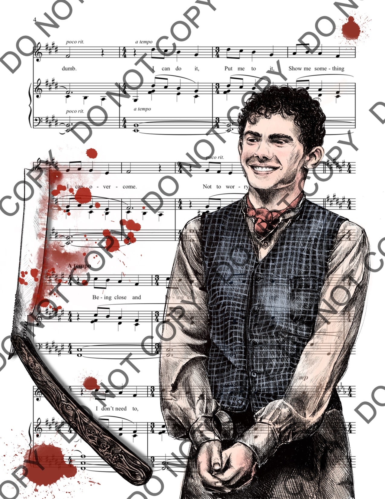 Joe Locke as Toby in Sweeney Todd Sheet Music Print (Color)