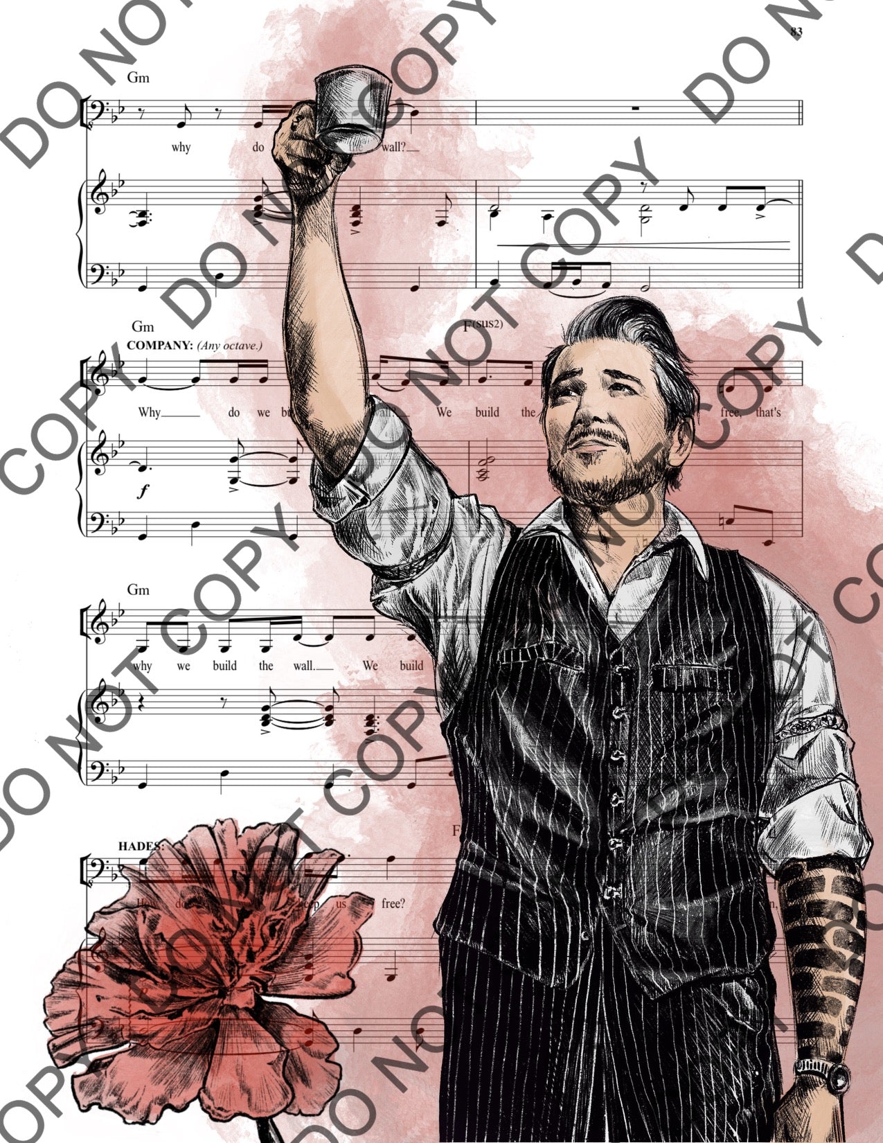 Paulo Szot as Hades in Hadestown Sheet Music Print (Color)