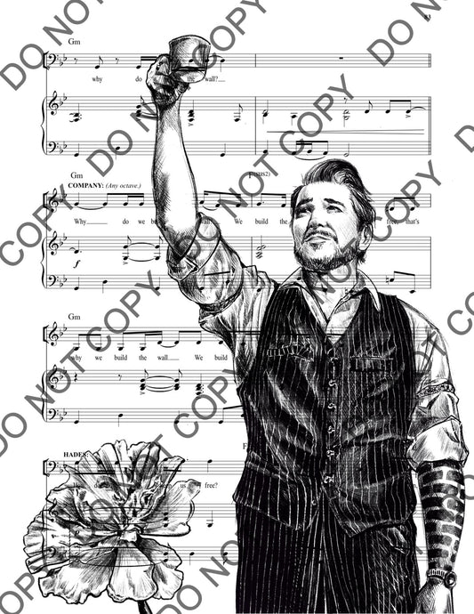Paulo Szot as Hades in Hadestown Sheet Music Print (Black & White)