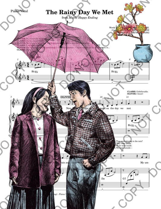 Helen J Shen and Darren Criss Maybe Happy Ending Art Sheet Music (Color)