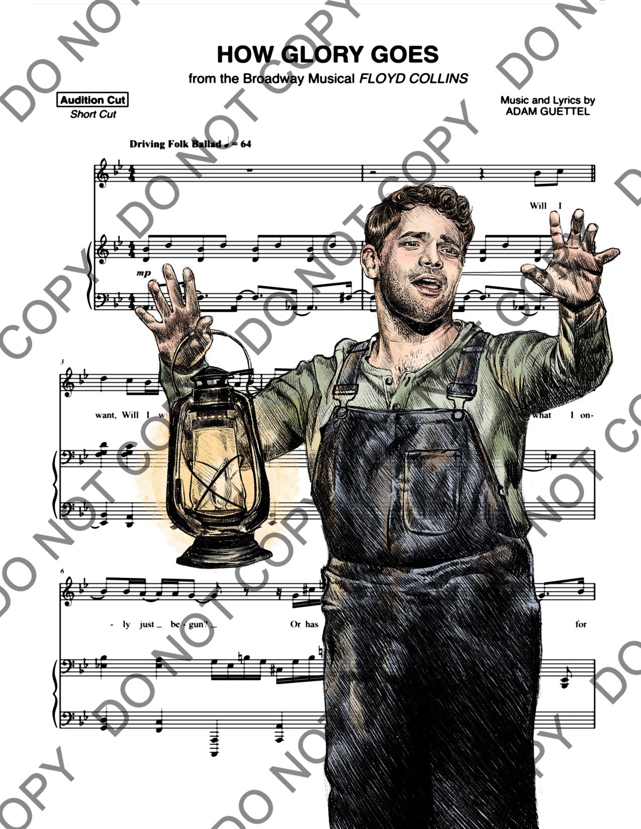Jeremy Jordan Floyd Collins Sheet Music Art Print (Color)