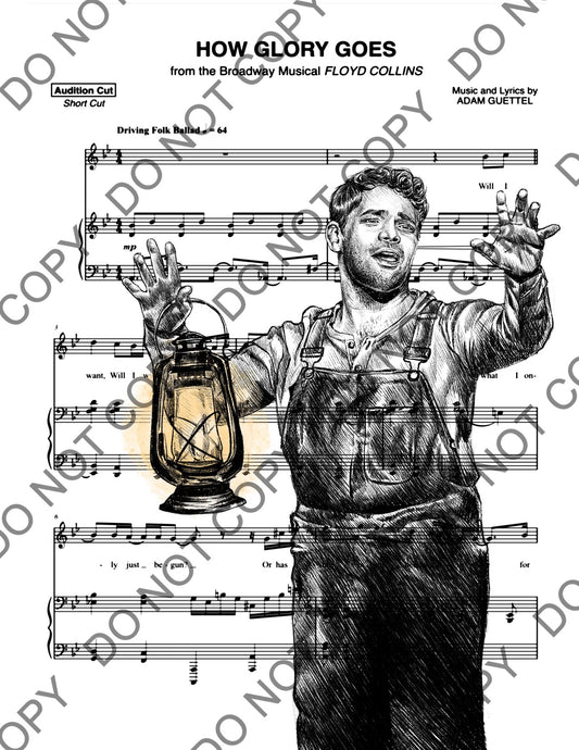 Jeremy Jordan Floyd Collins Sheet Music Art Print (Black & White)