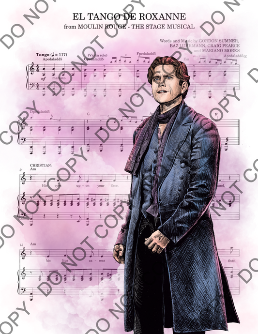 Aaron Tveit Christian Moulin Rouge Sheet Music Art Print (Color)