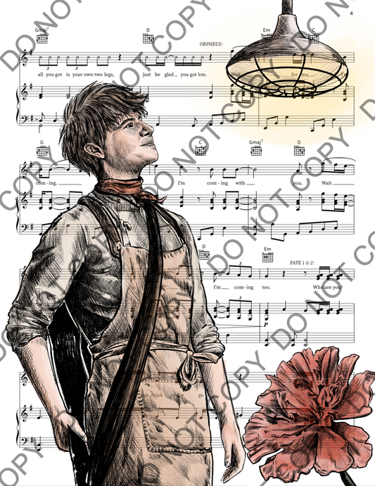 Jack Wolfe as Orpheus in Hadestown Sheet Music Print (Color)