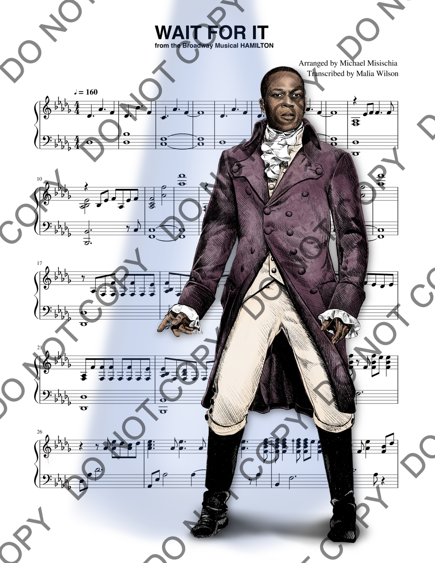 Leslie Odom Jr. Aaron Burr Sheet Music Art Print (Color)