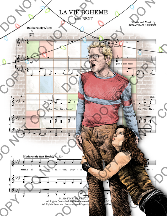 Anthony Rapp Rent Sheet Music Art Print (Color)