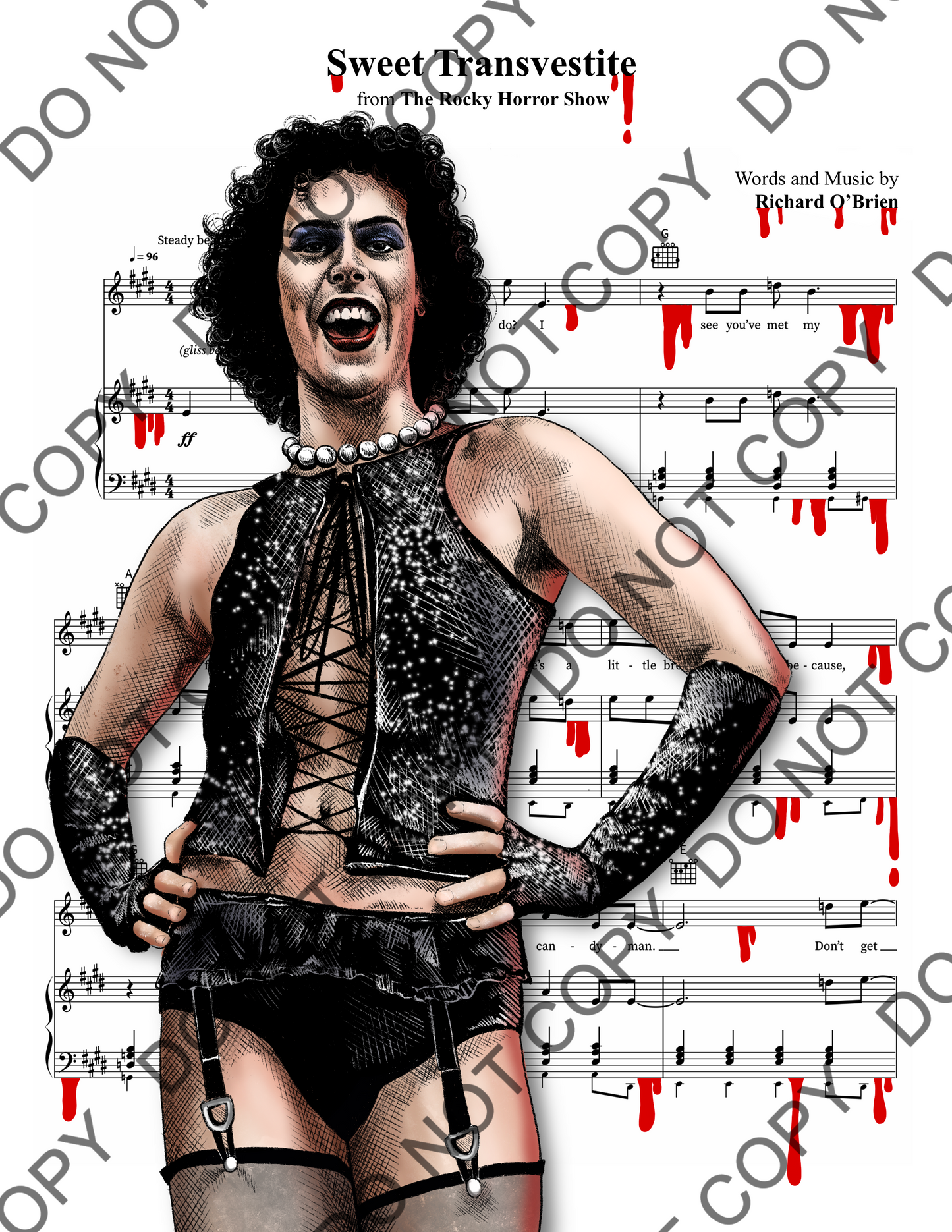 Tim Curry Rocky Horror Picture Show Sheet Music Art Print