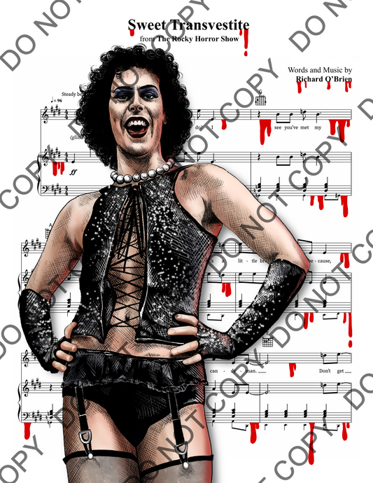 Tim Curry Rocky Horror Picture Show Sheet Music Art Print