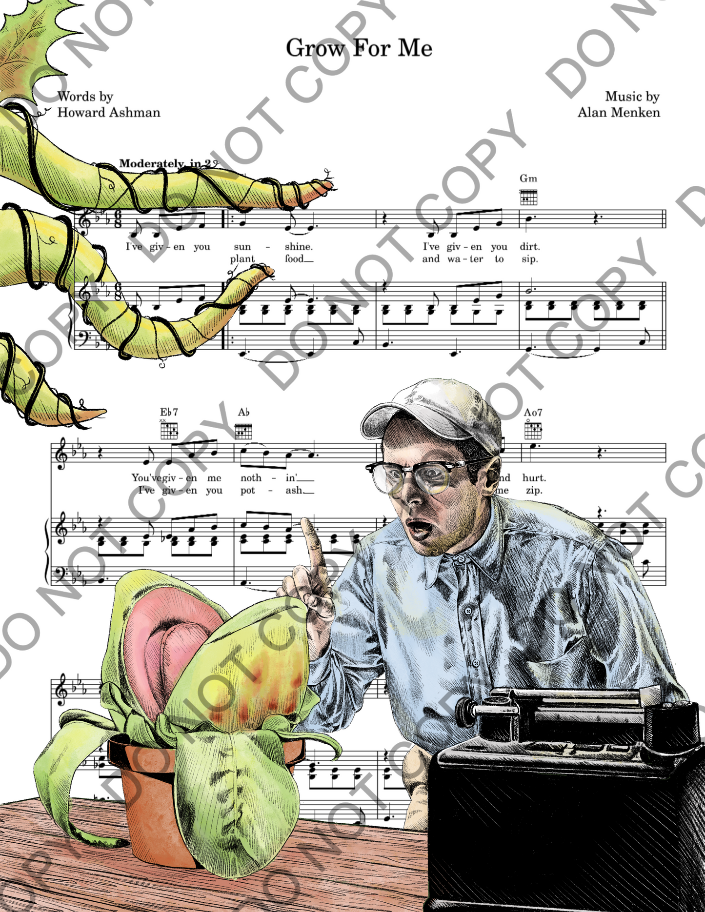 Little Shop of Horrors Sheet Music Art Print (Jonathan Groff)