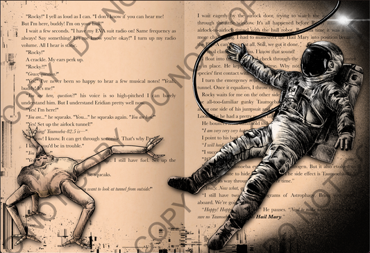 Project Hail Mary Book Art Print (Black & White)