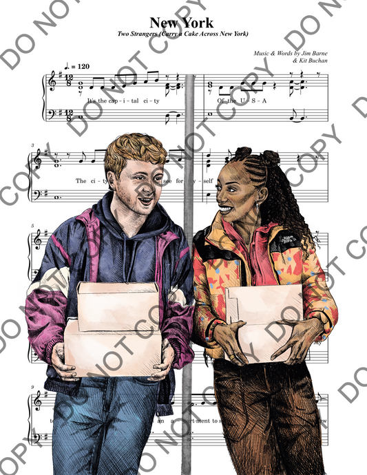 Two Strangers (Carry a Cake Across New York) Sheet Music Art Print (Color)