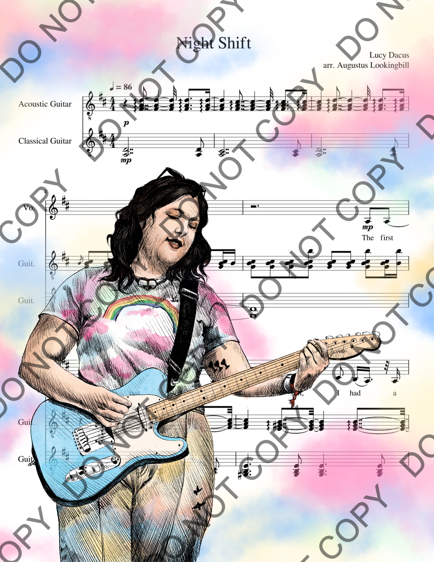Lucy Dacus Art Sheet Music Print (Color)