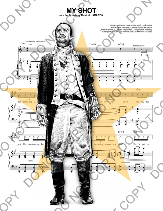 Lin-Manuel Miranda Hamilton Sheet Music Art Print (Black & White)