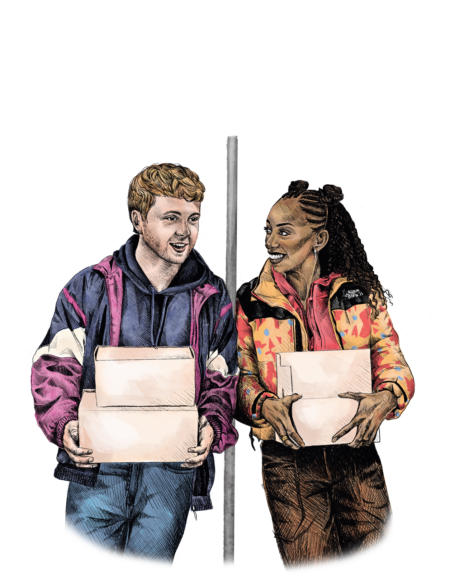 Two Strangers Art Print Sticker