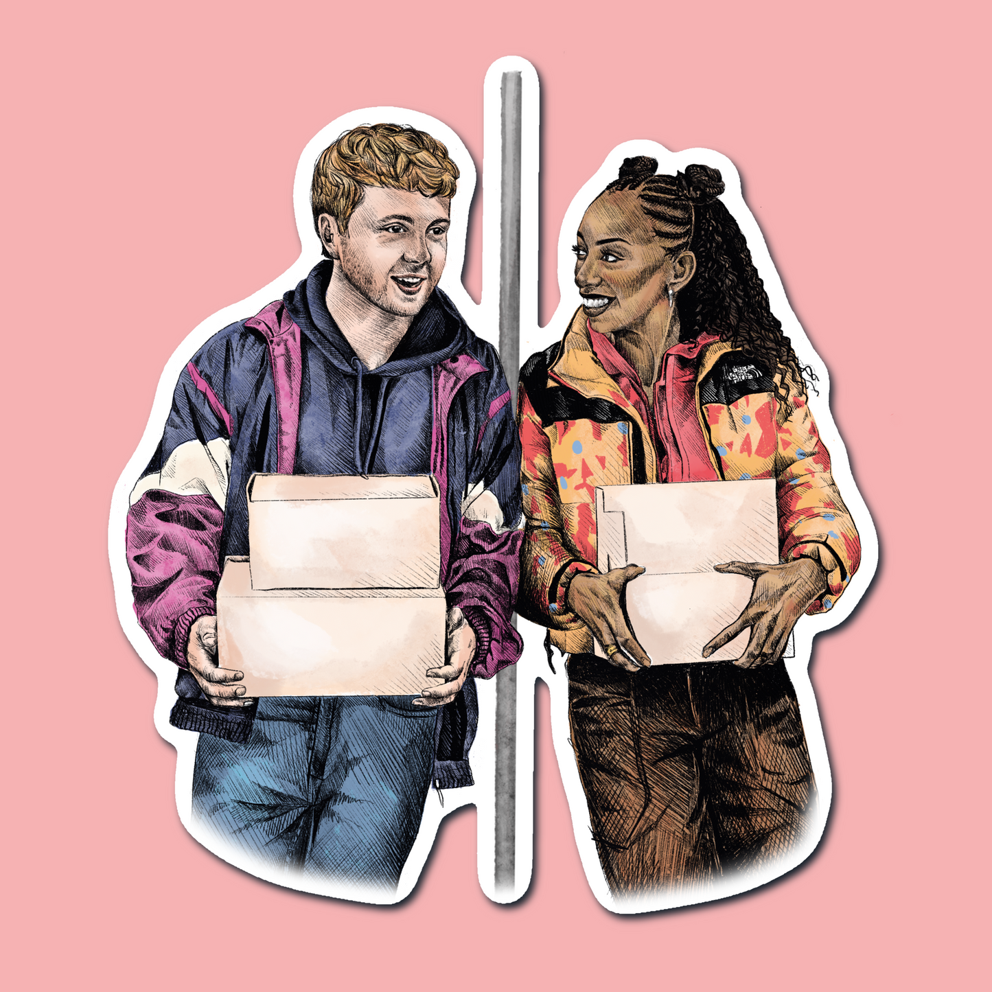 Two Strangers Art Print Sticker