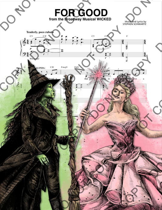 Glinda and Elphaba Wicked Movie Art Sheet Music (Color)